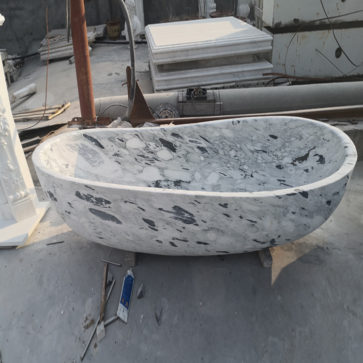 Hot Sale Home Used Hand Carved Carrara White Marble Bathtub