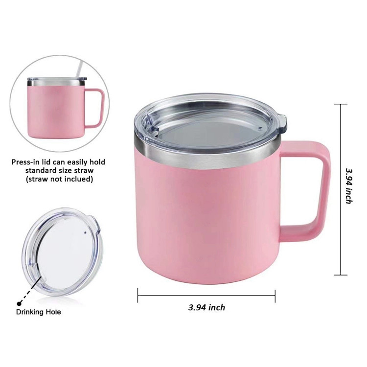 12 Oz Beer Tumbler Stainless Steel Double Wall Coffee Mug with Handle