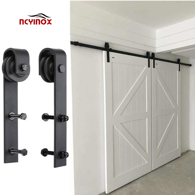 Ceiling Mounted Metal Sliding Barn Door Hardware Fittings Wrought Iron Sliding System Accessories for Doors