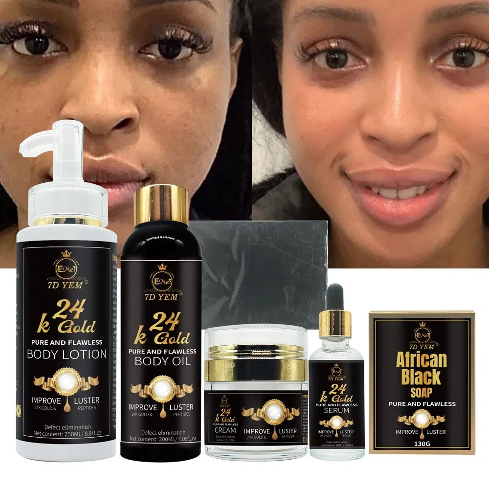 Best Skin Whitening Kits Skin White Glutathione 24 K Gold Skin Whitening Series Whitening Sets for African People Skin
