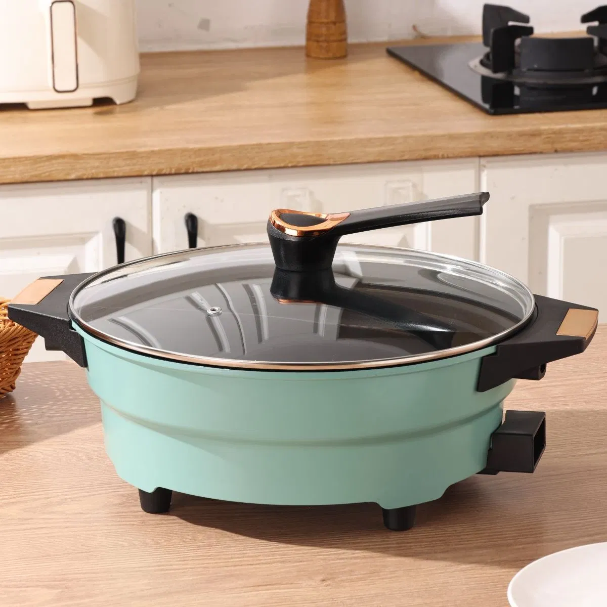 Electric Cooking Pot Multifunctional Two Flavors Electric Hot Pot with Double Ears
