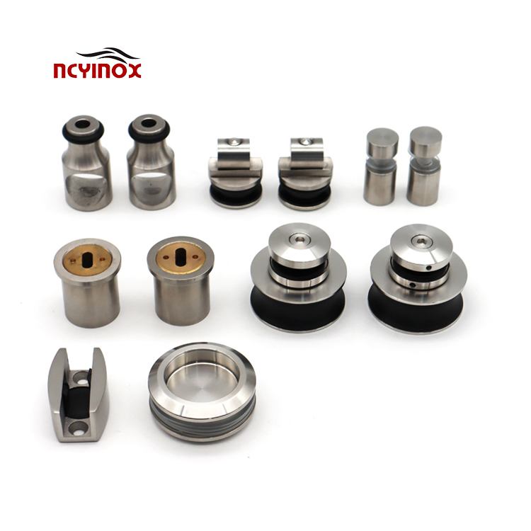 Frameless Rail System Screw Handle Roller Stainless Steel Full Set Shower Room Hardware