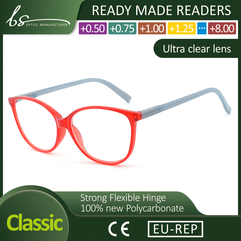 Classic Thin Ultra Light Reading Glasses with Colorful Selection and Spring Hinge for Unisex