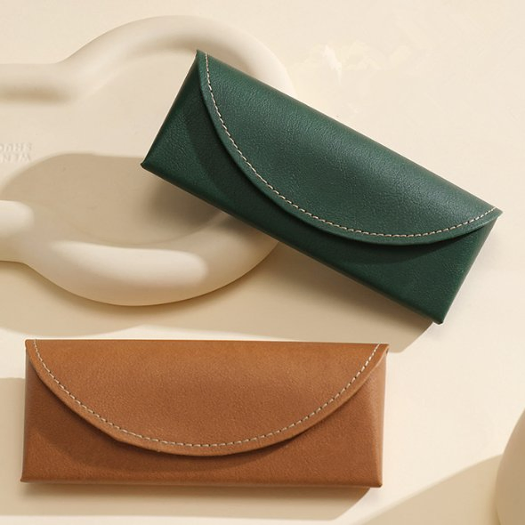 Minimalist PU Leather Foldable Slim Magnetic Sunglasses Glasses Case