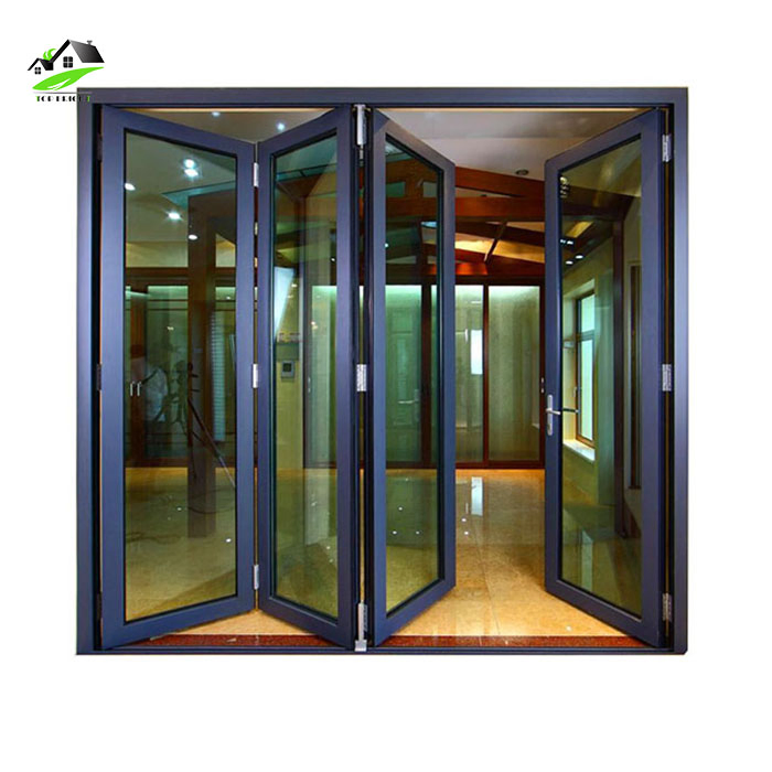 Topbright Panorama Design Bifold Bi-Fold Doors Slim Frame Screen Big Spaces Black Aluminum Folding Patio Doors Exterior Accordion Folding Doors