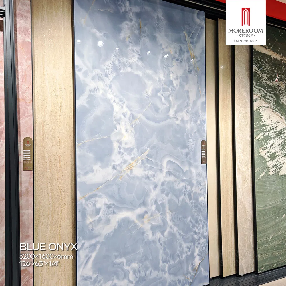 Porcelain Slab Blue Onyx Marble Look Slabs for Cool and Serene Bathroom Wall Cladding