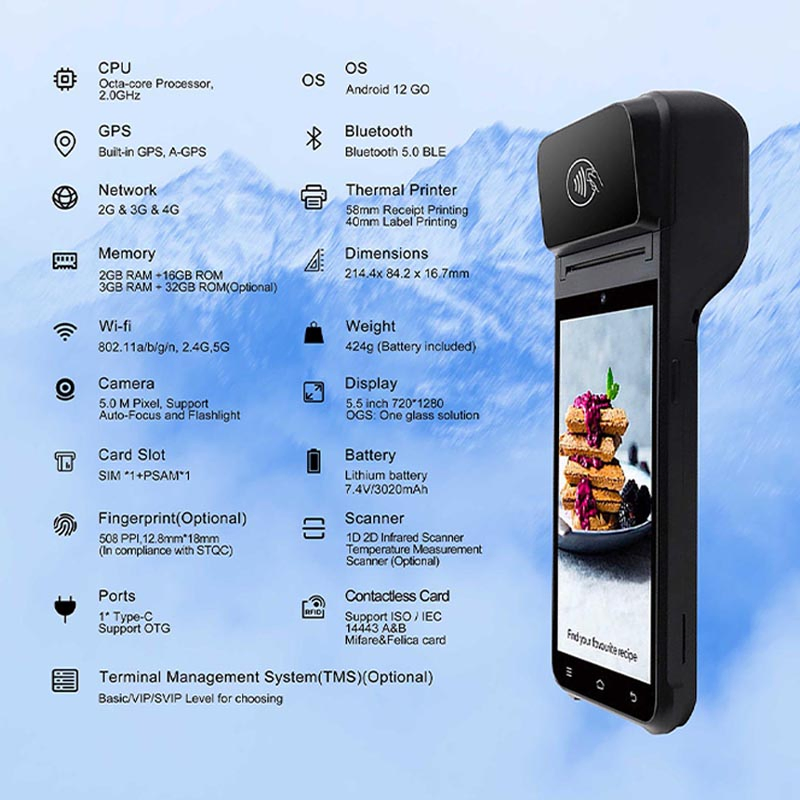 POS Terminal Manufacturer Handheld Mobile POS Smart Card Reader Android 13 POS Machine with Printer Z92