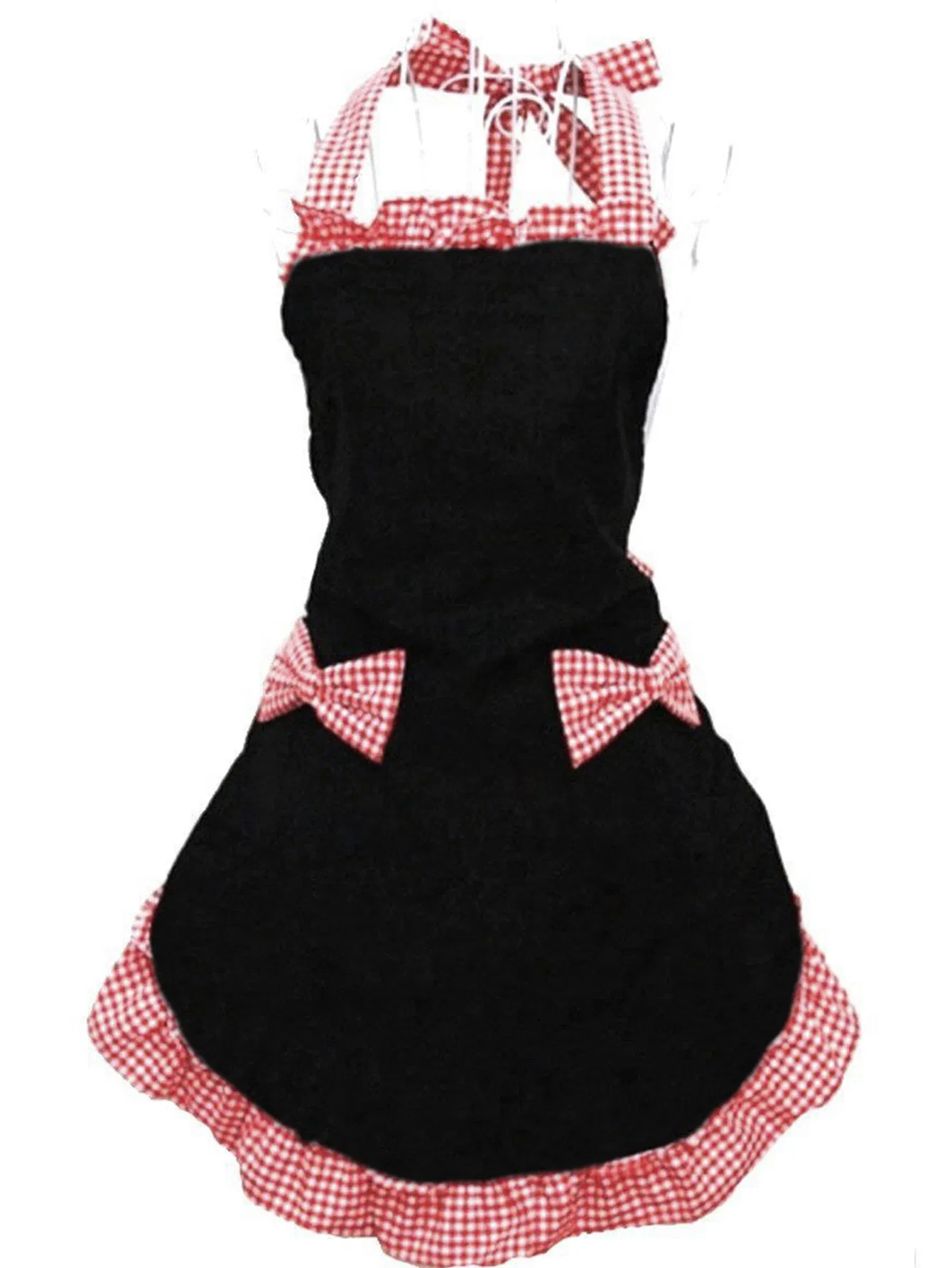 Black and White Checkered Maid Apron, Cute Style Girl's Home Anti-Stain Work Apron