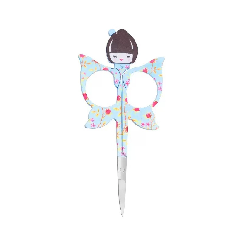 Factory Direct Cartoon Butterfly Stainless Steel Eyebrow Trimming Tip Beauty Scissors