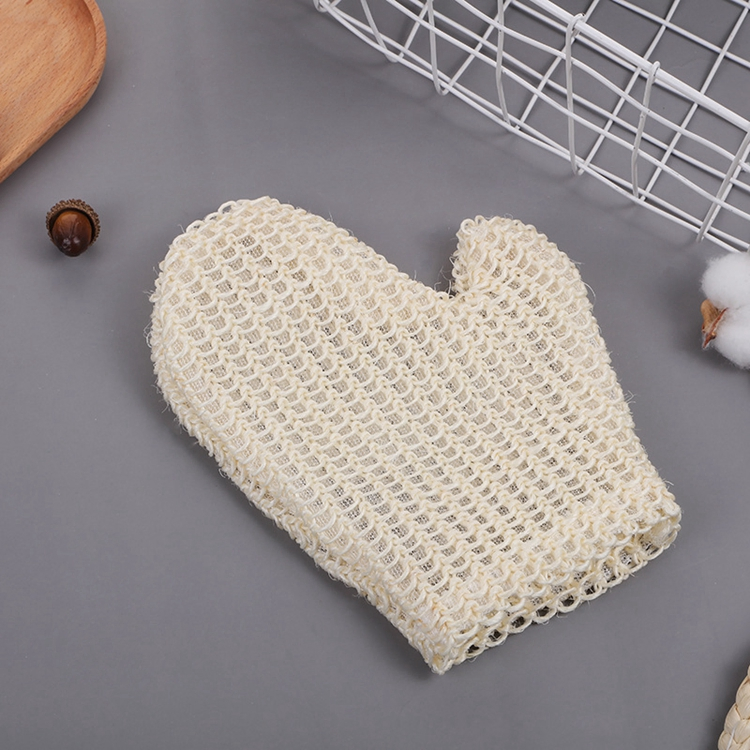 Eco Friendly Loofah Linen Bath Sponge Body Exfoliating Glove Scrubber Natural Shower Body Bath Scrub Exfoliating Glove Mitt