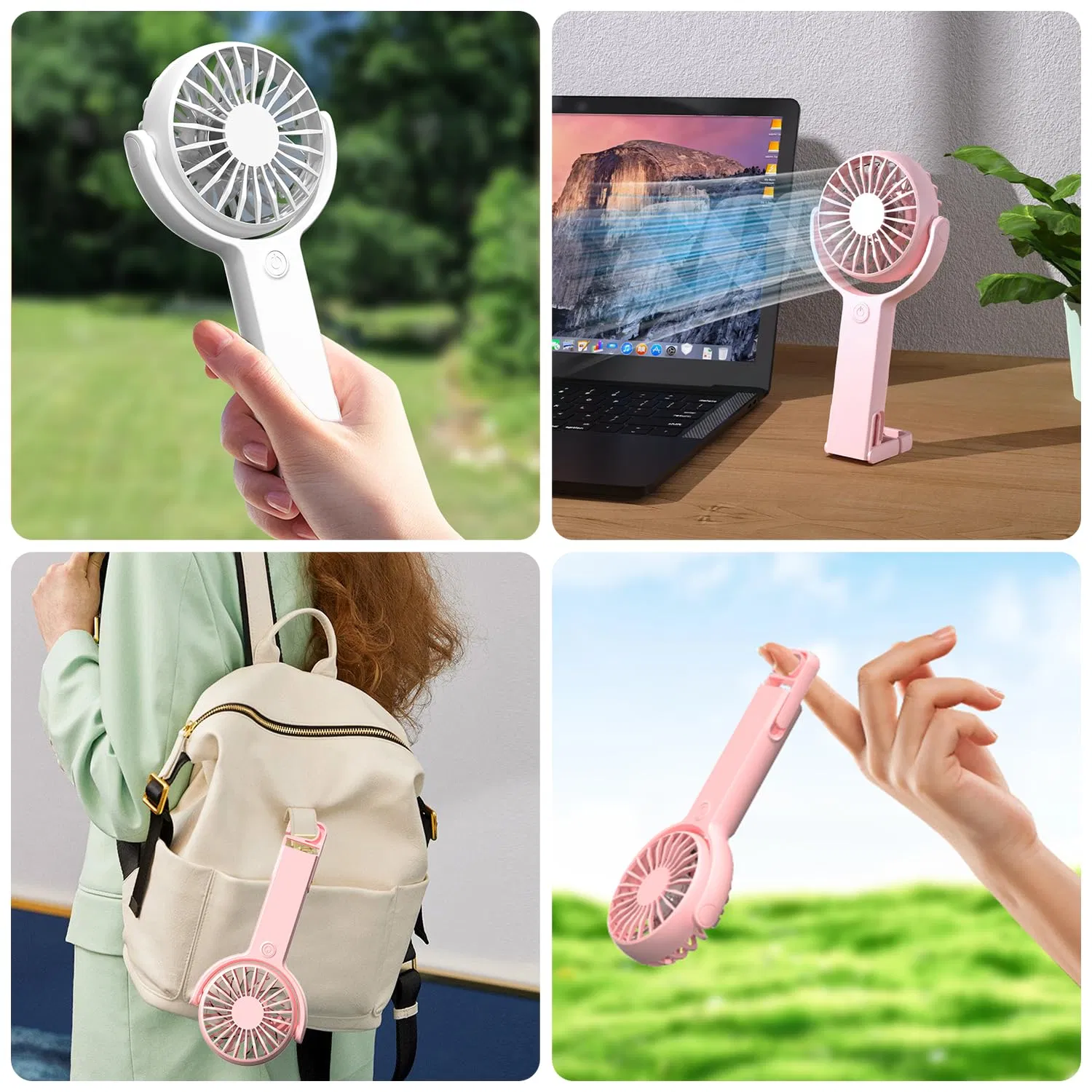 Wholesale Portable Plastic Handheld Hand Rechargeable Pocket Mini Fan with 5 Speed Hook