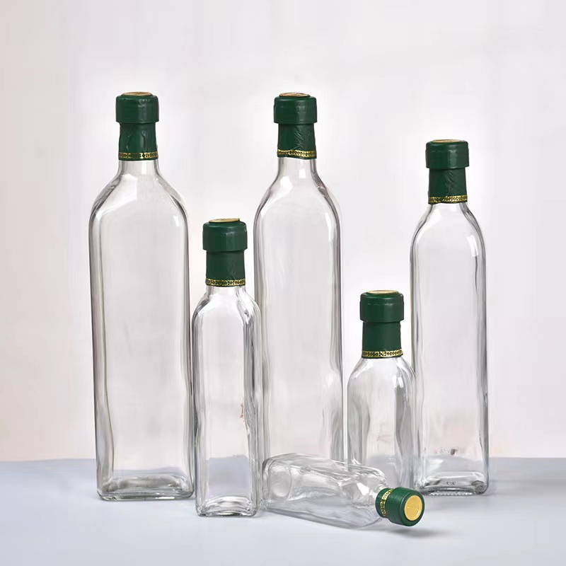 250ml 500ml 750ml Green Square Round Edible Cooking Olive Oil Glass Bottle