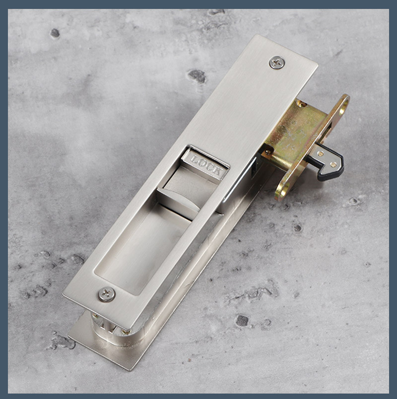 Brushed Silver Privacy Pocket Indoor Bathroom Balcony Hook Sliding Door Lock