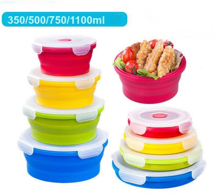 New Square Lunch Box, All-Silicone Folding Lunch Box, Portable Bento Box, Fresh-Keeping Box, Heatable Silicone Lunch Box