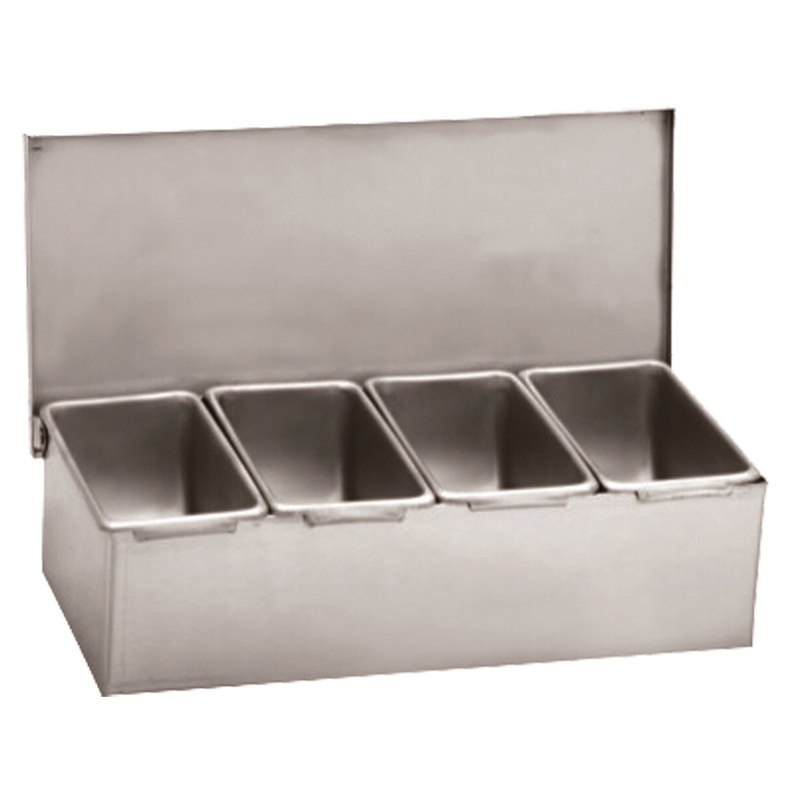 Hot Commercial Kitchen Metal Caddy Condiment Container Set with 5 Divider