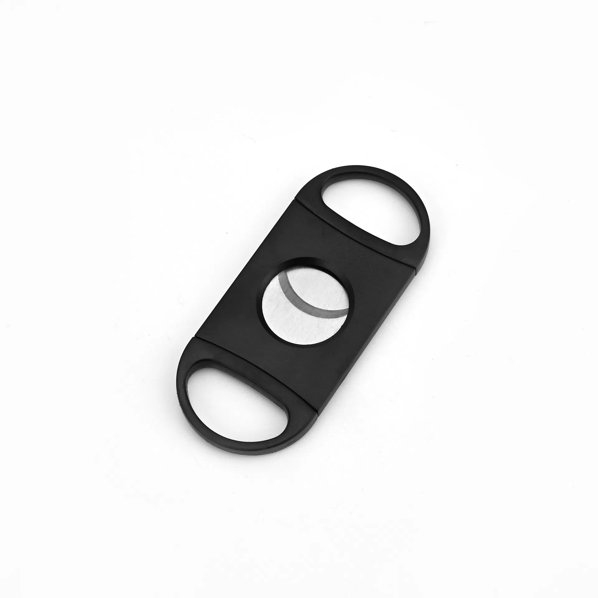 Factory Direct Custom Logo Stainless Steel Cigar Accessories Scissors Punch Portable Black Plastic Cigar Cutter