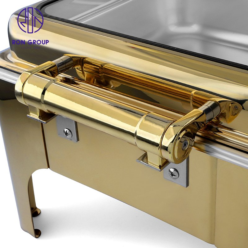 Wholesales Price Stainless Steel Gold Buffet Stove Food Warmer Dining Pot for Hotel Restaurant Wedding Party