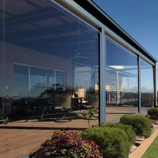 Windproof Motorised Patio Awning Roller Blind for Sun House