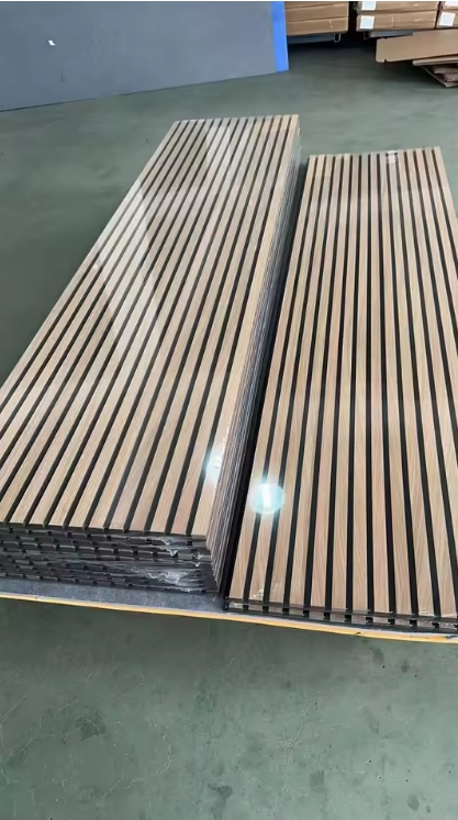 Wood Slat Acoustic Board MDF Structure + Polyester Fiber Fill, Improve Indoor Acoustics