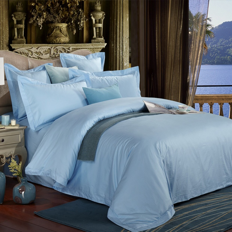 Premium Custom Logo Hotel Bed Linen Duvet Cover White Bed Sheet Hotel Bedding Set 100% Cotton