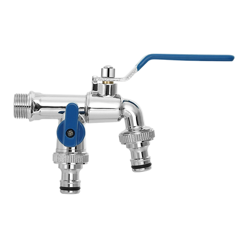 Chrome-Plated Outdoor Faucet for Garden Mop Basin Double Water Outlets