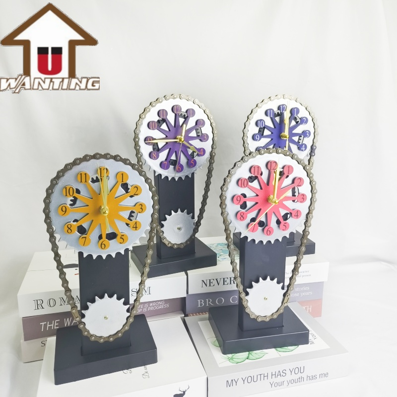 Modern Furniture High Quality Chain Gear Clock Creative Home Decoration Desktop Ornament