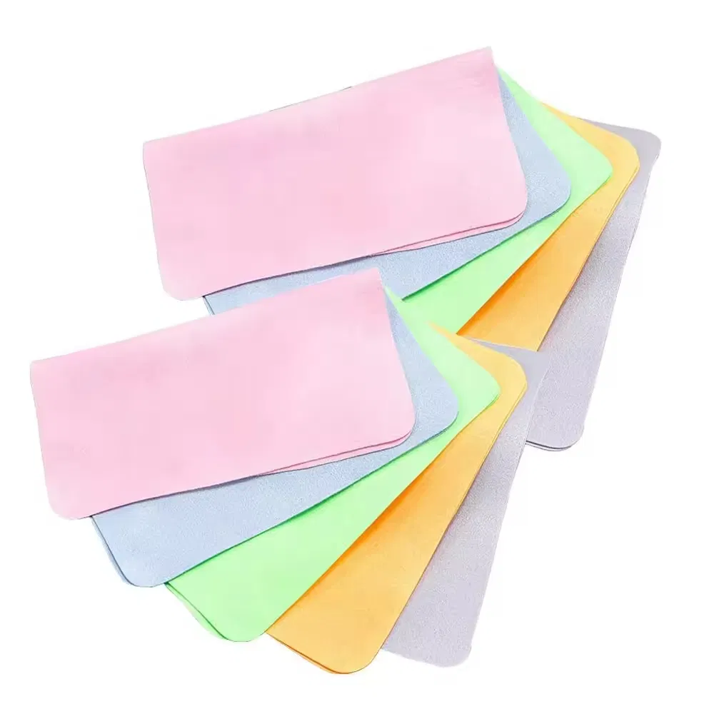 Soft Microfiber Suede Eco-Friendly Eyeglass Cloth for Phone and Glasses Screen Cleaning with Square Pattern