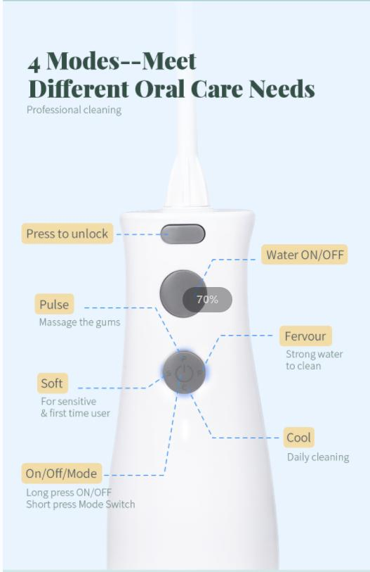 Own Brand Water Flosser with 4 Modes Switch with One Button