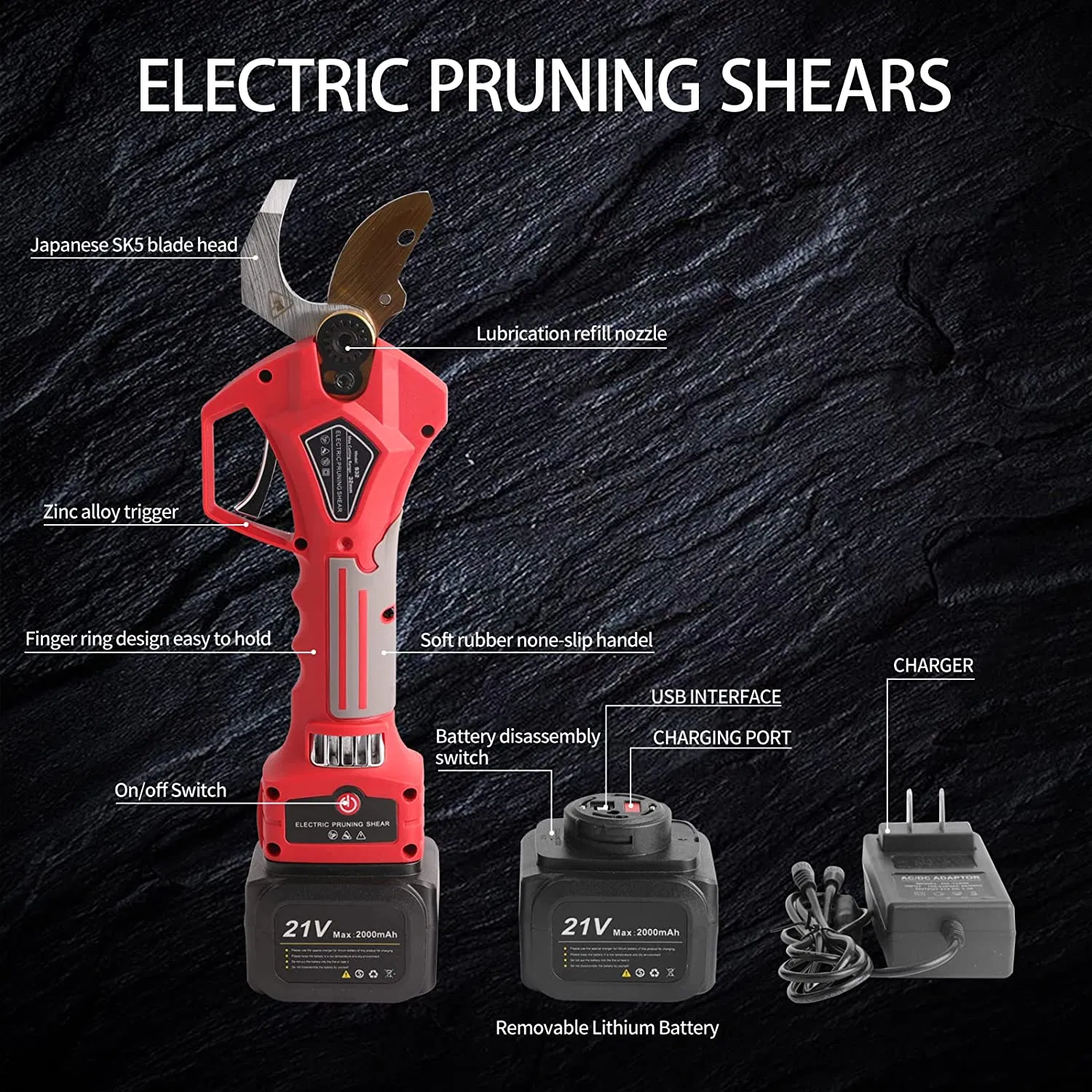 Аккумуляторный секатор электрический 21В, телескопический