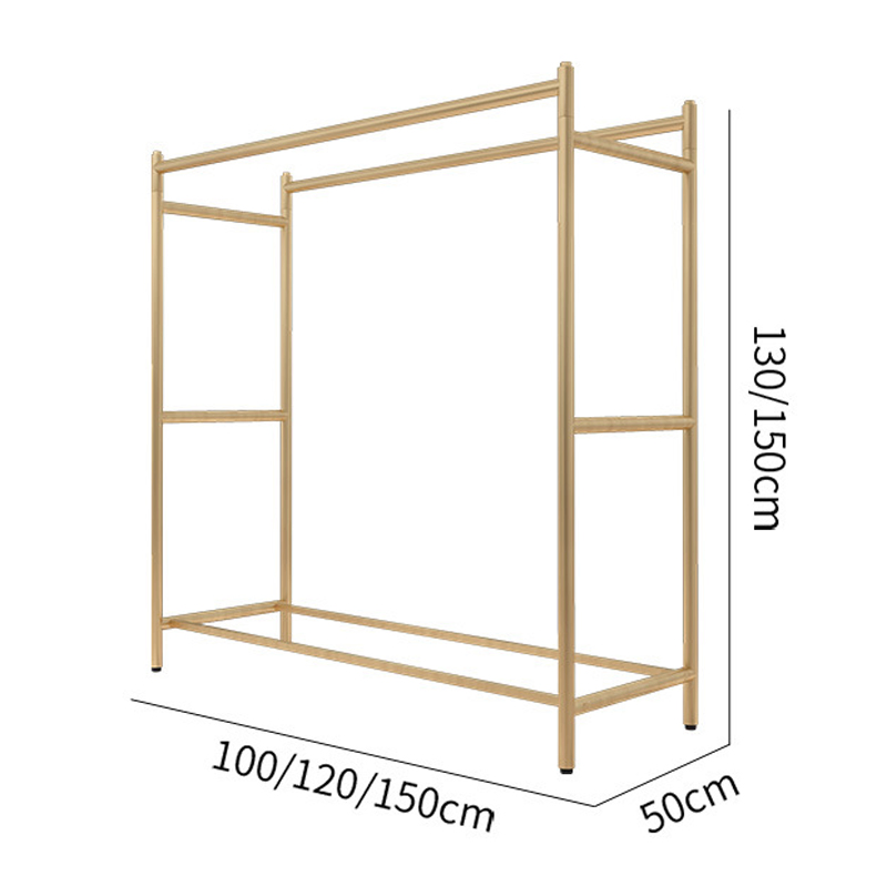 Metal Factory Powder Coat Chrome Floor Gold Stand Retail Store Clothes Displays