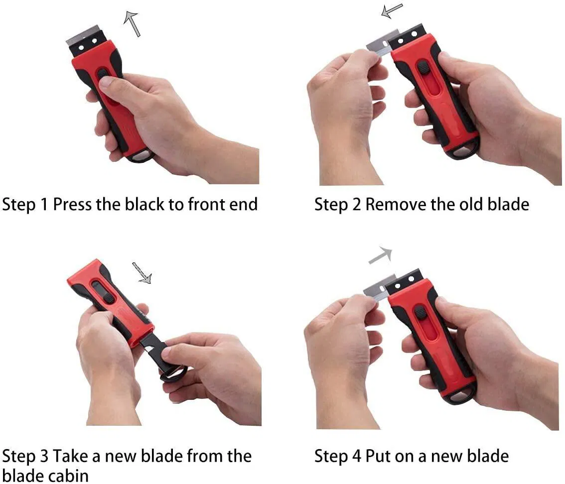 Hautine Cleaning Scraper Plastic Razor Scraper with Double-Edged 43X22mm Metal Blades