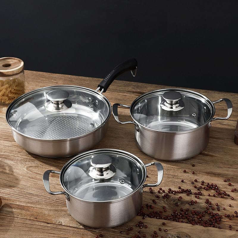 410 Stainless Steel Pot Set Cookware Set with Cover for Cooking