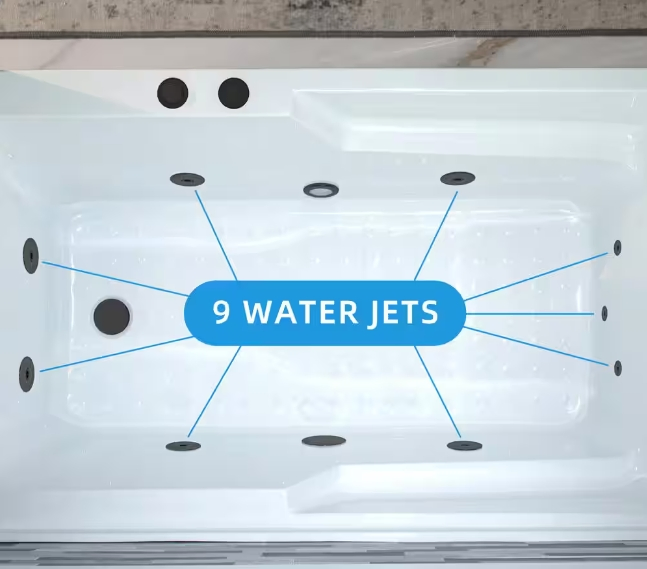 Ванна с гидромассажем и подогревом, правая канализация