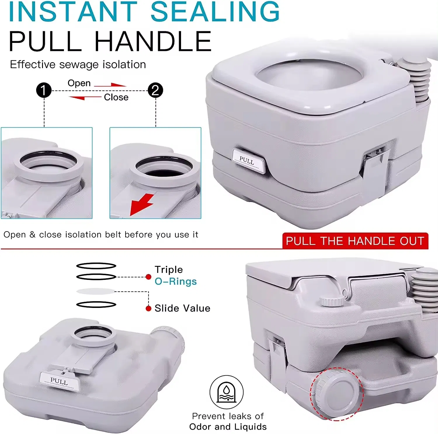 2.6/5.2gallon Sanitary RV Toilets Set Portable Closestool for Outdoor Use 10L/20L Camping Toilet