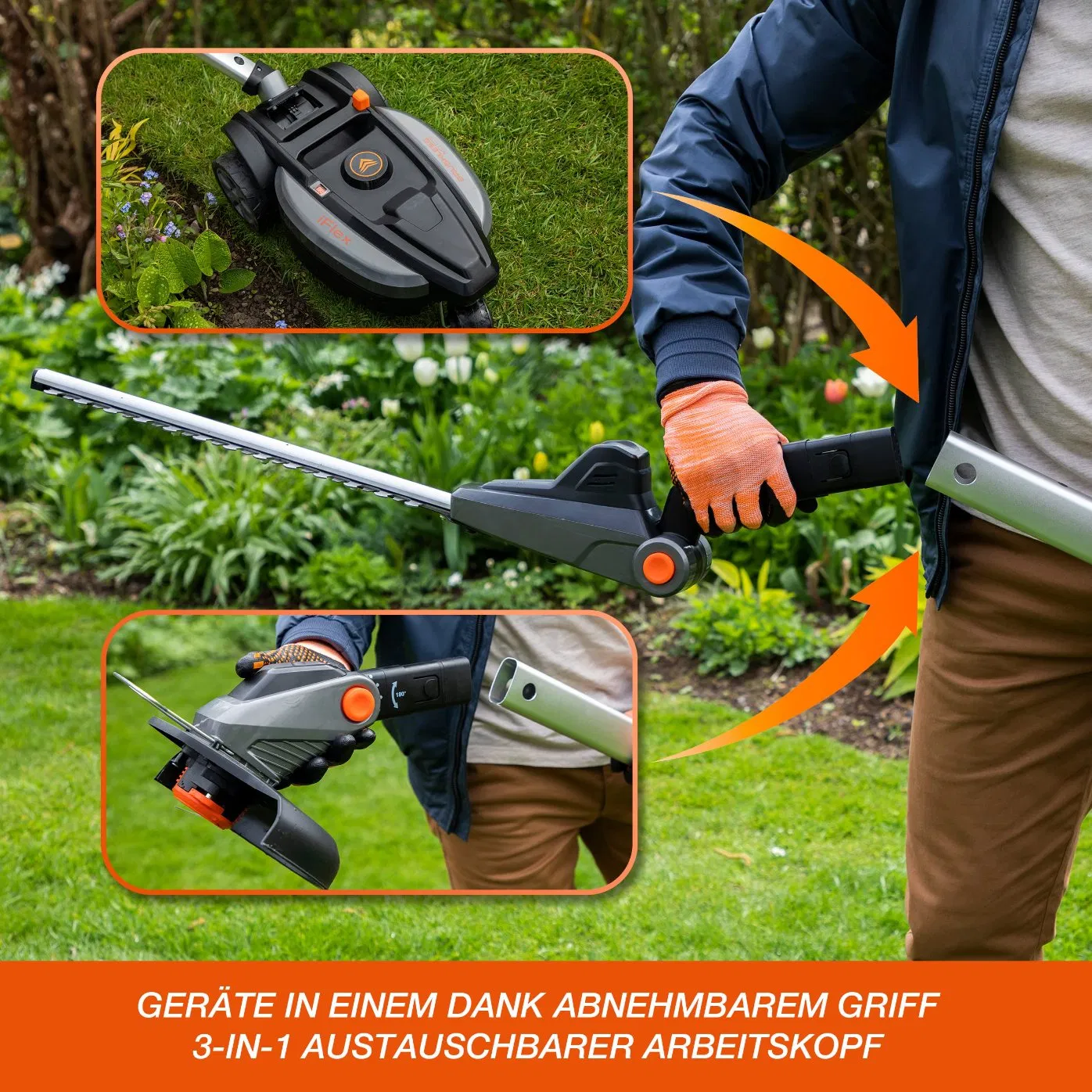 Yard Force 12V Iflex Urban Cordless Grass Trimmer with Lithium-Ion Battery 23cm Cutting Width Multi Rotating Handle - Lt F23