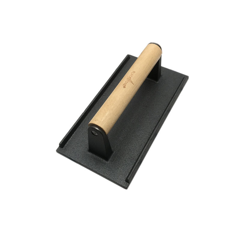 Cast Iron Grill Press with Bamboo Wooden Handle Heave-Cast Iron 8.25 Inch Steak Weight Grill Press
