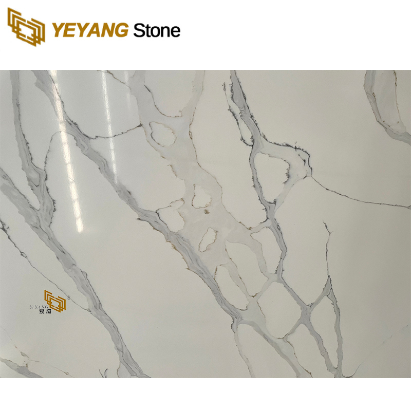Yeyang Top Engineered Calacatta Quartz Slab for Prefab Worktop/Benchtop/Countertops Quartz Wholesale