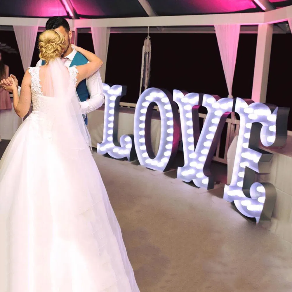 China OEM Metal LED Light up Shaped Wedding Letter Lights