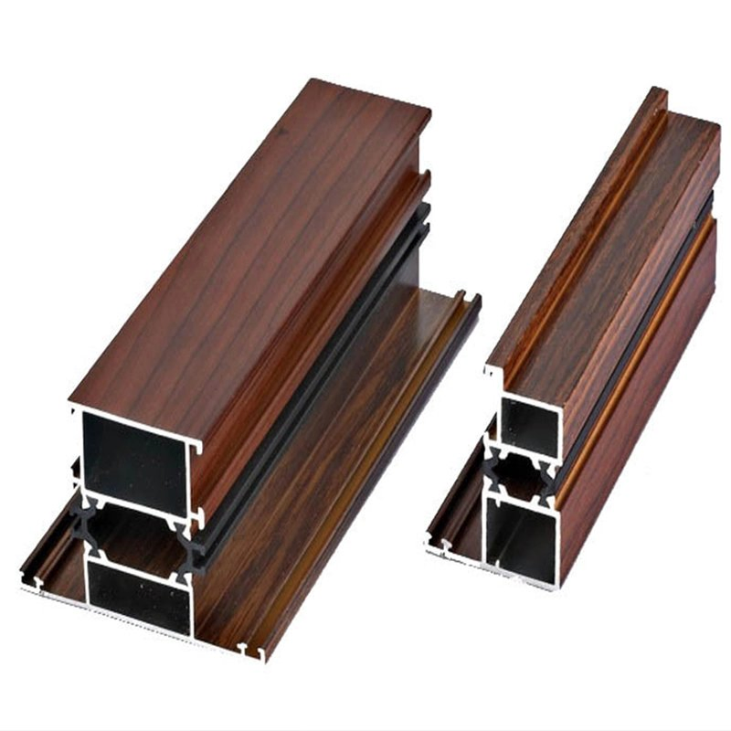 Wood Grain Powder Coated Aluminium Profile Wood Transfer Color Aluminium Profile