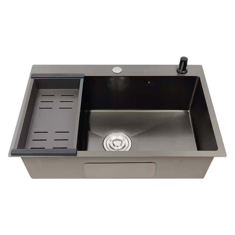 Multifunctional Black Drop-in Stainless Steel Kitchen Sink for Countertops