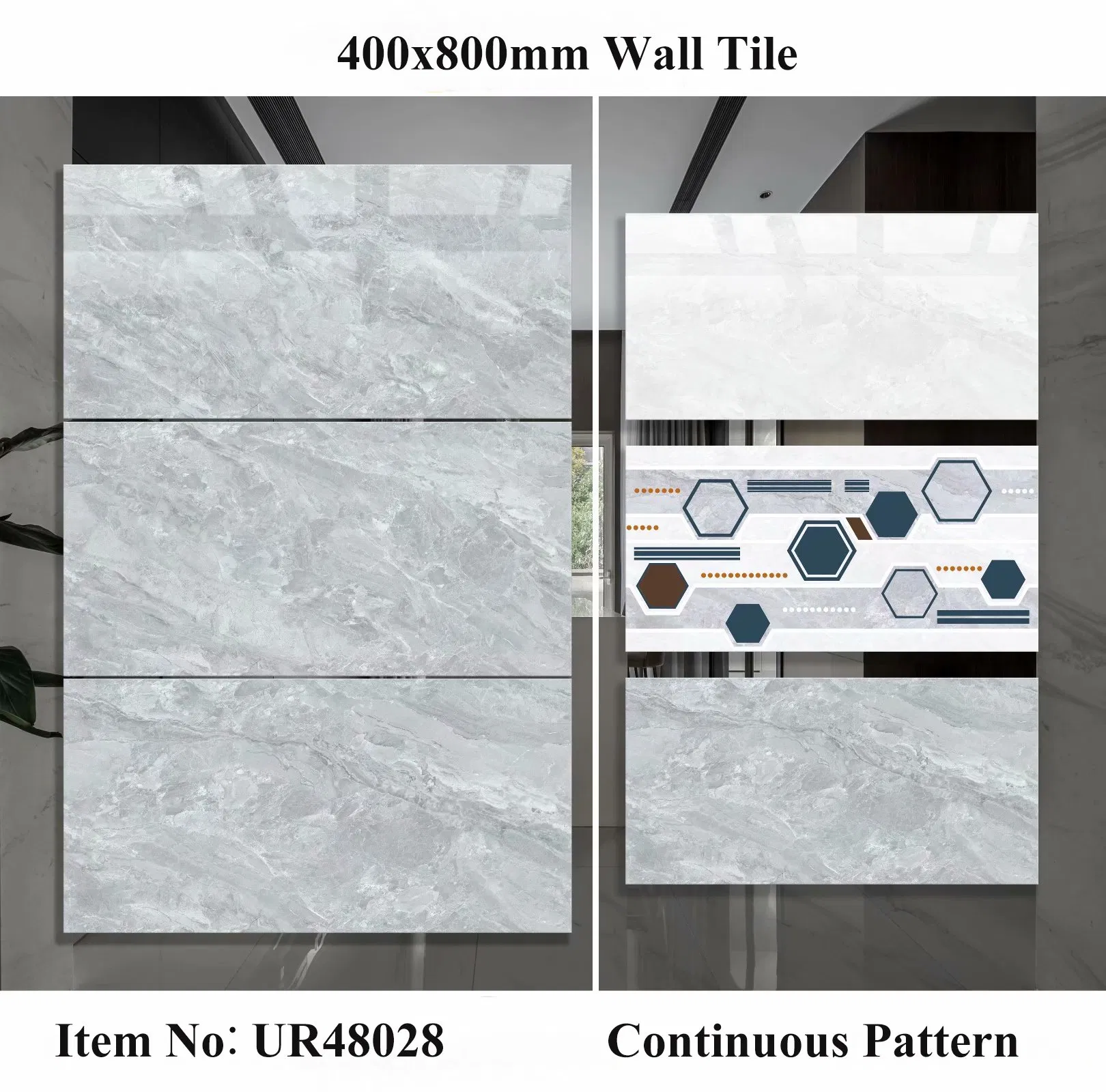 Foshan Factory Popular Building Material Decoration 400X800mm Glazed Porcelain Ceramic Bathroom Flooring Wall Tile
