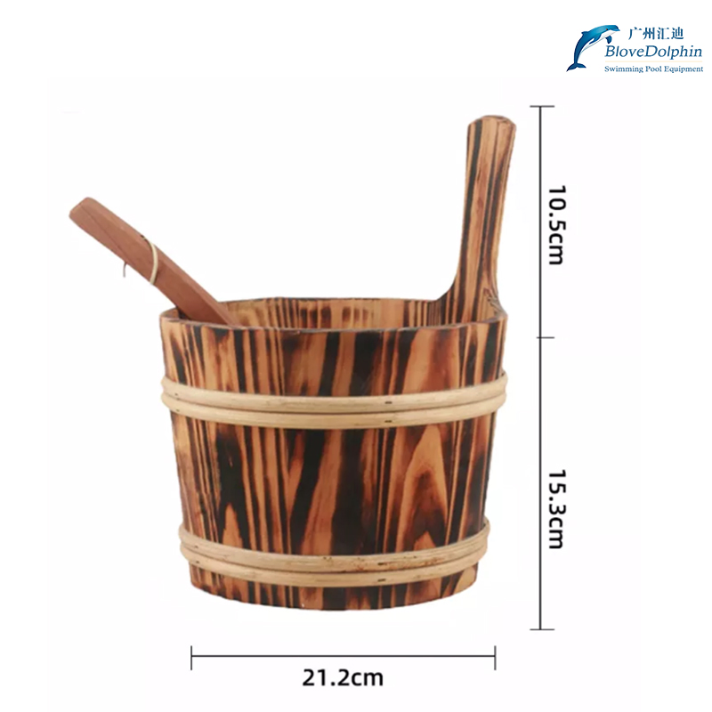 Wooden Sauna Fittings Sauna Bucket with PE Plastic Liner Dry Steam Sauna Room Accessories