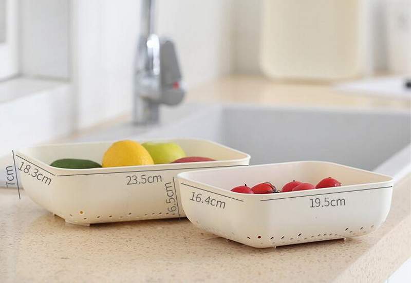 Rectangle Fruit Vegetables Wash Drain Basket