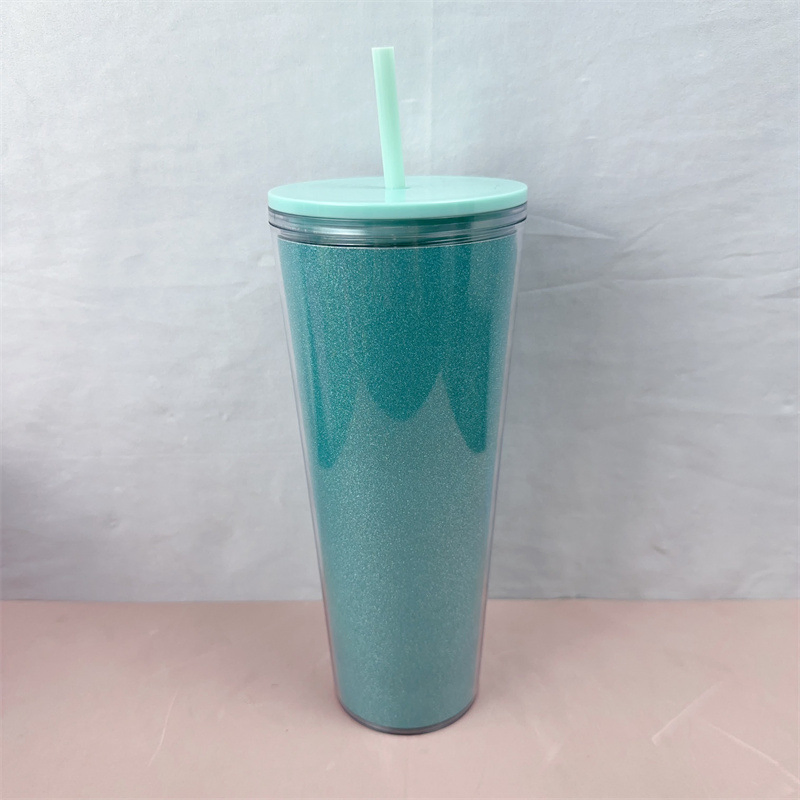 Creative Large Capacity Printable Plastic Water Cup with Straw and Lid