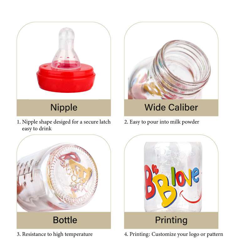 240ml Glass Baby Feeding Bottle with Handle for Wholesale