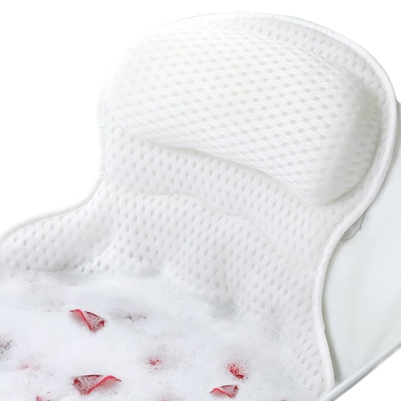 Factory Direct Sales 4D-Mesh Soft Fabric Non-Slip Bottom Suction Cup Bathtub Pillow