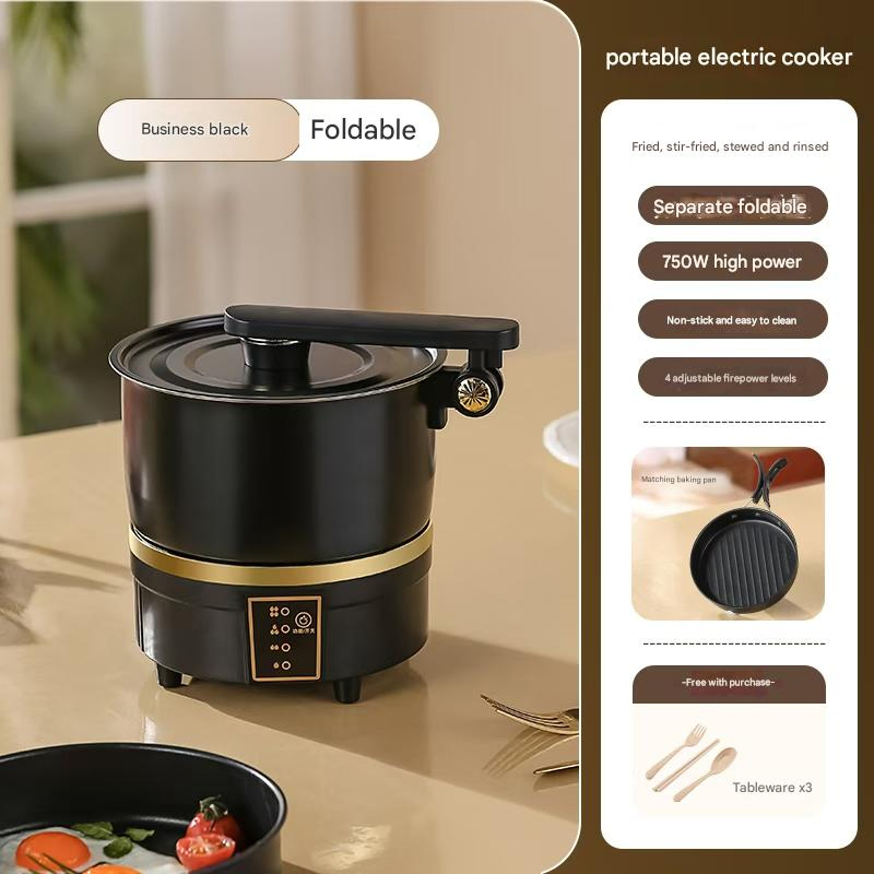 2026 Automatic Home Appliances Portable Electric Hot Pot Multi-Functional Non-Stick Mini Soup Pot Cooker Foldable Electric Skillet Electric Cooking Pot