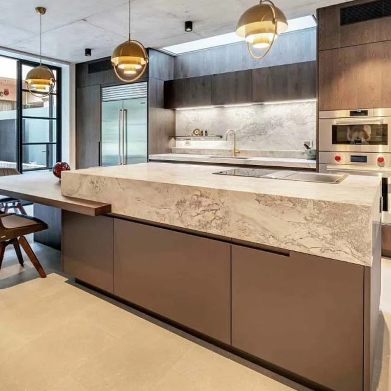 Polished Customize Natural Stone White/Grey Calacatta Quartzite Countertops