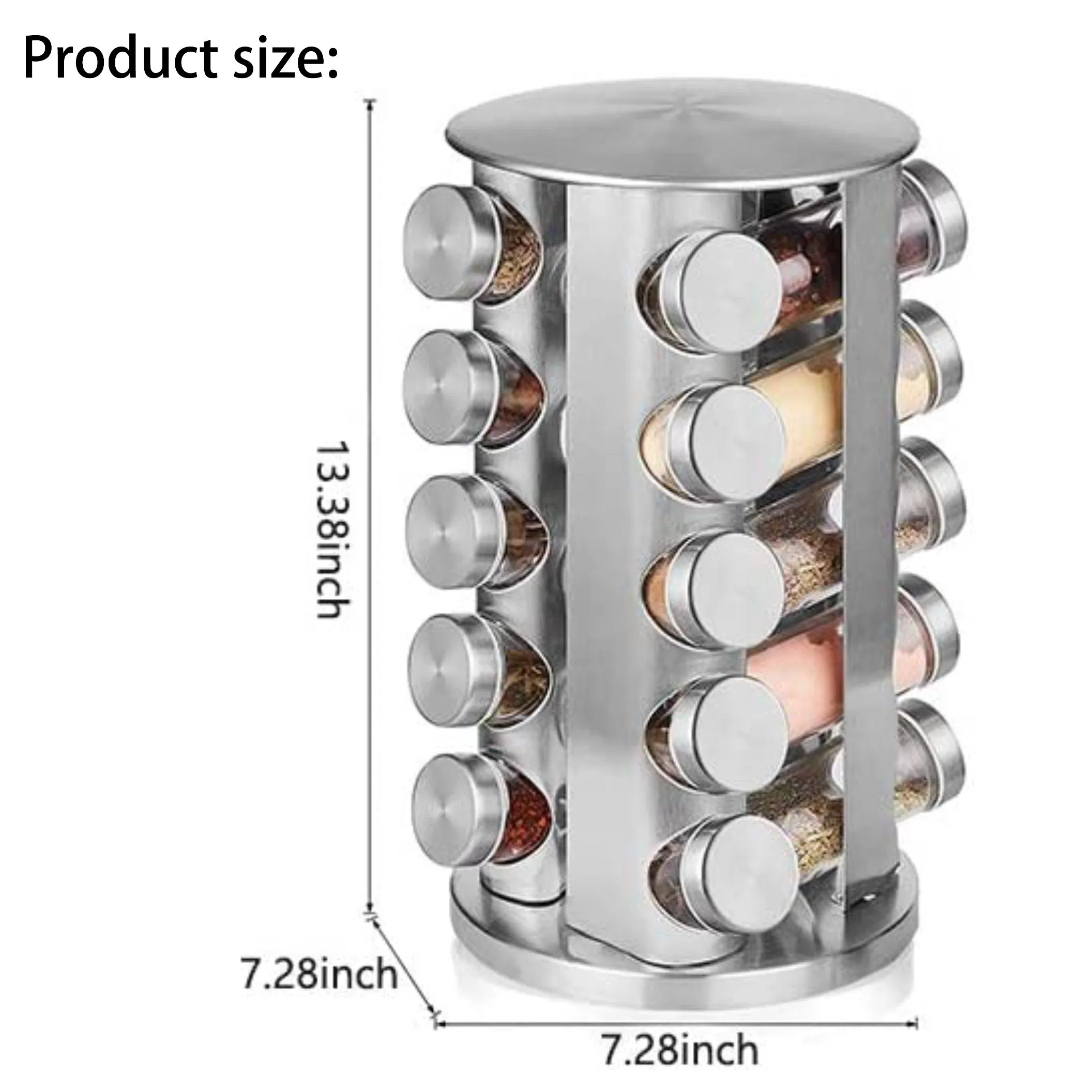 New Design Round Kitchen Organizer 20-Jar Stainless Steel Spice Rack