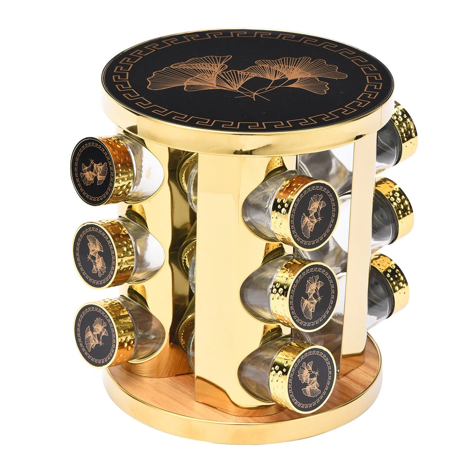 Wholesale Luxury 12/20PCS Rotating Spice Jar Set with Glass Pepper Salt Bottles Kitchen Spice Organizer